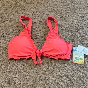 Hobie coral Ruffled Bikini Top NWT M
